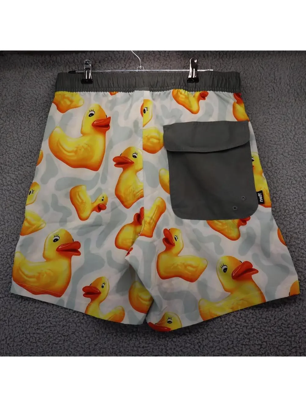 Neff Trunks Men Medium Swim Board Shorts Yellow Duck 28W